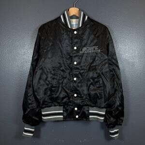 Upstream S men’s black Nylon bomber jacket Sony Autosound System vintage